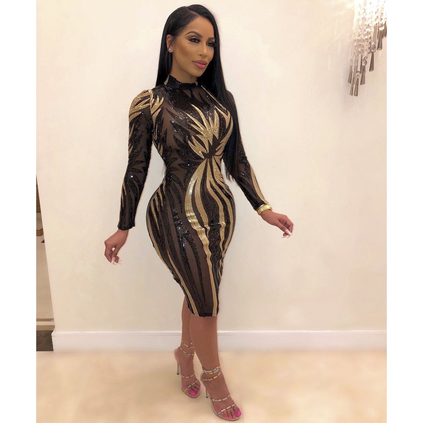 jinran Women's Clothing Winter Long Sleeve Sequins Bodycon For Sexy Ladies Birthday Club Dress Vestidos Elegantes Para Mujer Outfits