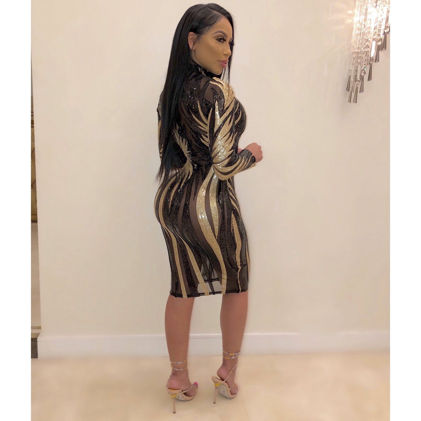 jinran Women's Clothing Winter Long Sleeve Sequins Bodycon For Sexy Ladies Birthday Club Dress Vestidos Elegantes Para Mujer Outfits