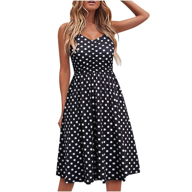 jinran Summer Casual Women's 2022 Sexy V-Neck Leopard Sling Dress Fashion Female Flower Print Beach Party Dresses Sleeveless Backless