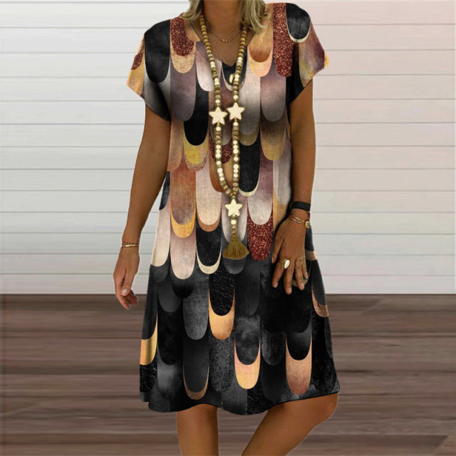 jinran Plaid Geometric Graphic Mini Dresses for Women's Clothing 2021 Summer New Casual Loose Short Sleeve V-Neck Beach Sundress Ladies