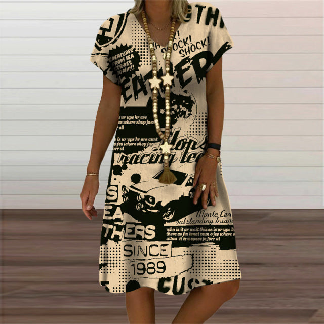 jinran Plaid Geometric Graphic Mini Dresses for Women's Clothing 2021 Summer New Casual Loose Short Sleeve V-Neck Beach Sundress Ladies