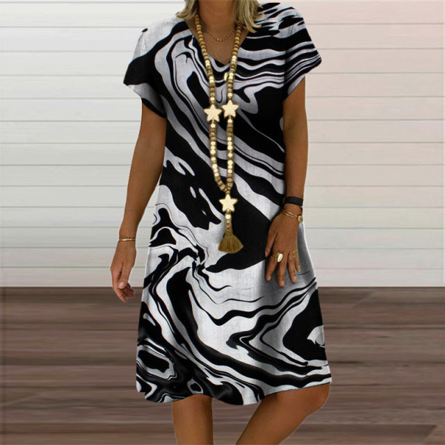 jinran Plaid Geometric Graphic Mini Dresses for Women's Clothing 2021 Summer New Casual Loose Short Sleeve V-Neck Beach Sundress Ladies