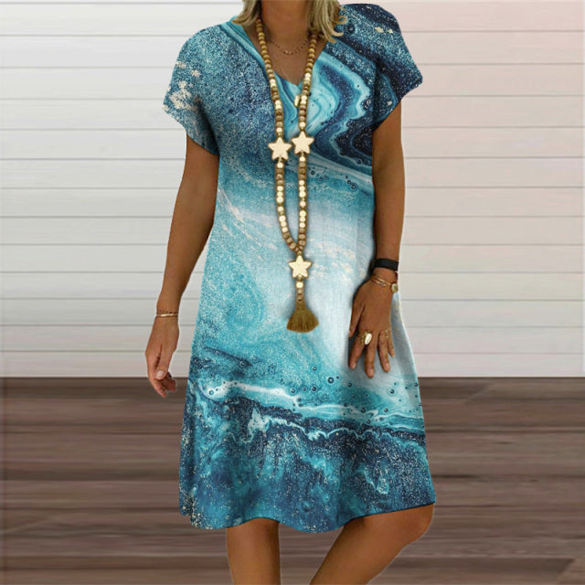 jinran Plaid Geometric Graphic Mini Dresses for Women's Clothing 2021 Summer New Casual Loose Short Sleeve V-Neck Beach Sundress Ladies