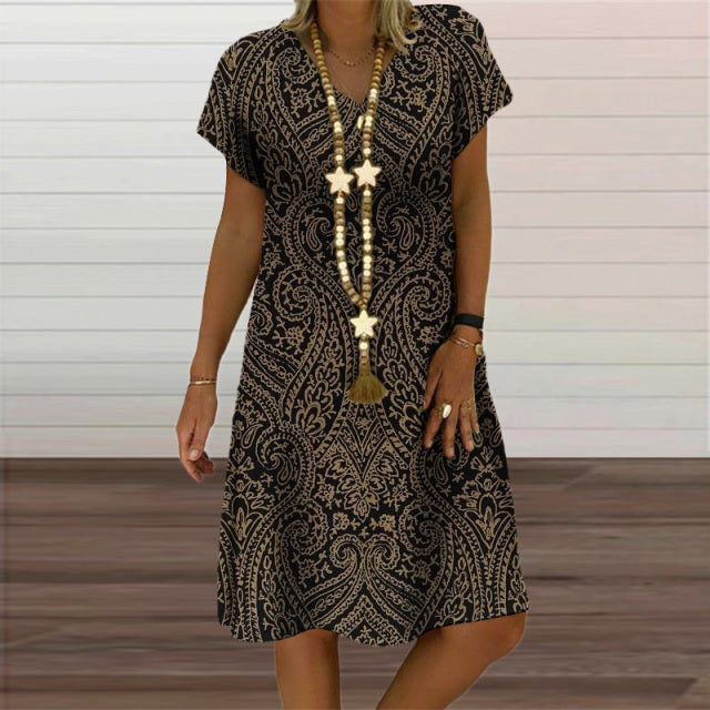 jinran Plaid Geometric Graphic Mini Dresses for Women's Clothing 2021 Summer New Casual Loose Short Sleeve V-Neck Beach Sundress Ladies