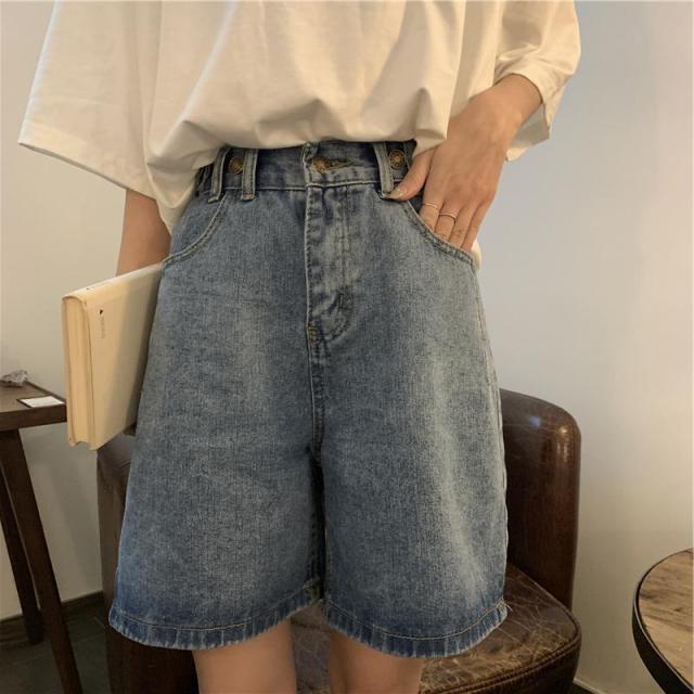 jinran Straight Shorts Women Ulzzang Summer Chic High Waist Denim Preppy Girls Streetwear All-match Leisure Stylish Women's Clothing