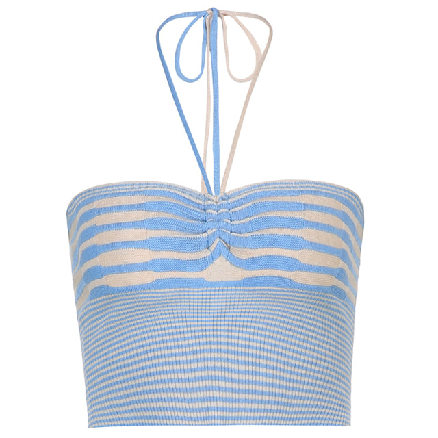 jinran Rapcopter Plaid Knitted Halter Top Cute y2k Grunge Aesthetic Corset Top Women Vintage Beach Style Crop Top Party Summer Sweats