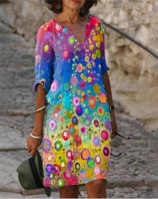 jinran Women 2021 Loose Spring Vintage Ruffles Befree Dress Large Big Printed Summer Boho Casual Party Elegant Dresses Plus Sizes