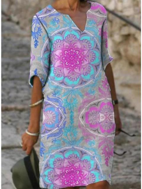 jinran Women 2021 Loose Spring Vintage Ruffles Befree Dress Large Big Printed Summer Boho Casual Party Elegant Dresses Plus Sizes