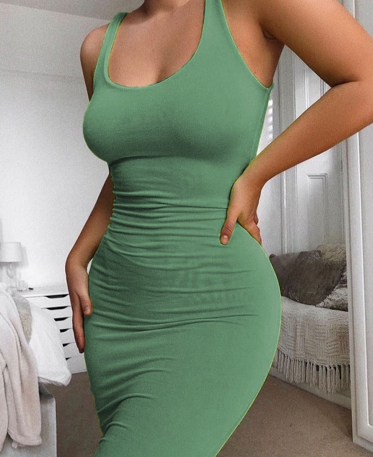 jinran Square Neck Sleeveless Bodycon Mini Dress Basic Women Summer Black Backless Party Sexy Yellow Clubwear 2020 Dresses