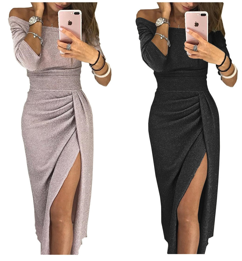 jinran Spring Summer Women Clothes 2021 Elegant Long Dress Sexy Club Dress Evening Party Women Dresses Off Shoulder High Waist Vestido