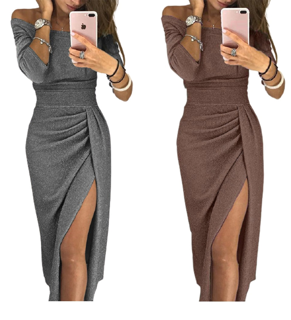 jinran Spring Summer Women Clothes 2021 Elegant Long Dress Sexy Club Dress Evening Party Women Dresses Off Shoulder High Waist Vestido