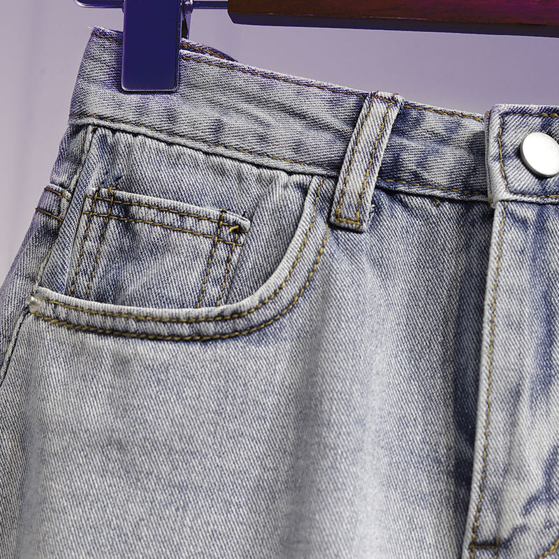 jinran Summer High Waist Fashion Korean Ripped Wide Leg Loose Hot Short Pants Casual Vintage Plus Size Women's Jean Denim Shorts Female
