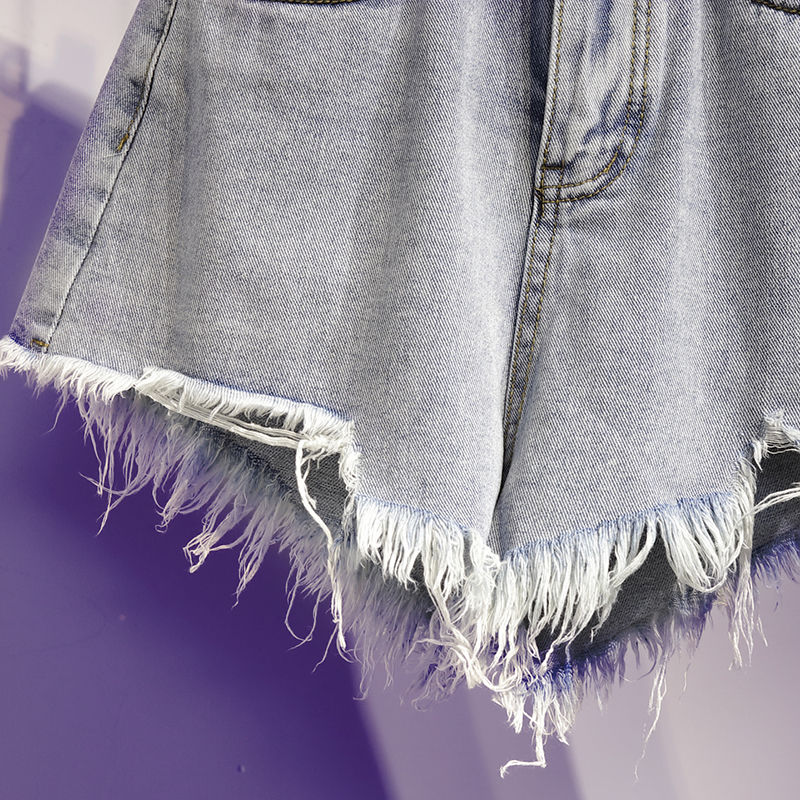 jinran Summer High Waist Fashion Korean Ripped Wide Leg Loose Hot Short Pants Casual Vintage Plus Size Women's Jean Denim Shorts Female