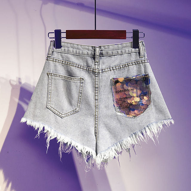 jinran Summer High Waist Fashion Korean Ripped Wide Leg Loose Hot Short Pants Casual Vintage Plus Size Women's Jean Denim Shorts Female