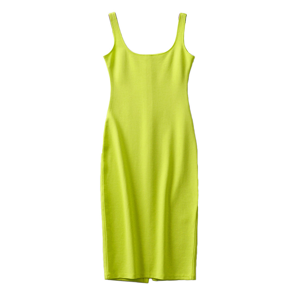jinran Summer Dress Vestido Women's Sexy Back Slit Sleeveless Bodycon Tank Knee-length Dress