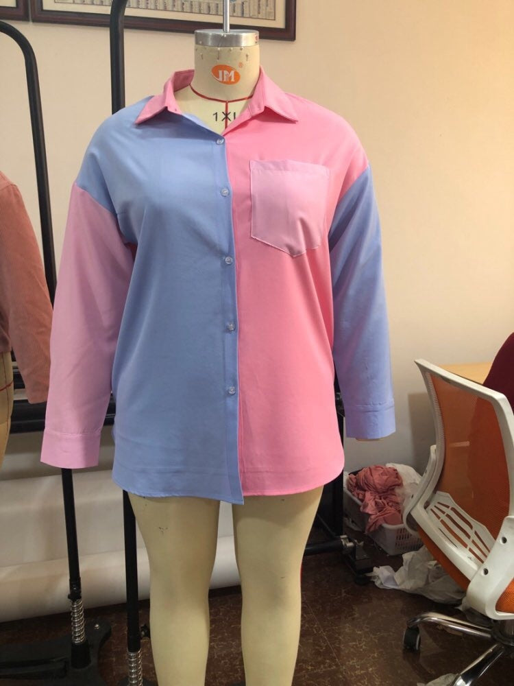 jinran Spring/Summer Women'S New Collection Patchwork Color Pocket Button Soft And Comfortable Casual Style Dress 1473#