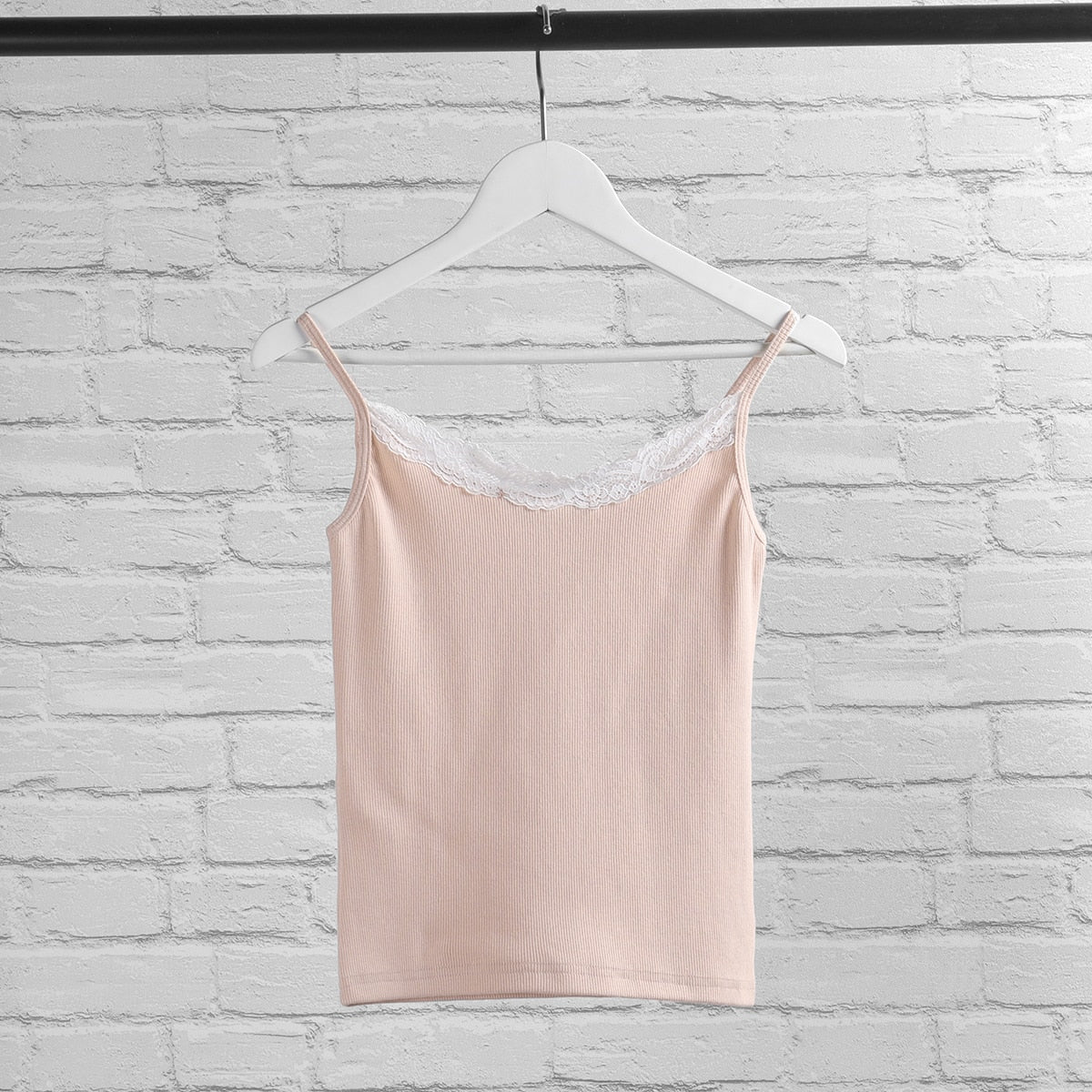 jinran Sweet Girl Lace Ribbed Tank Top Women Summer Sexy Sleeveless Cotton Soft Camis Blouses Women Vintage Casual Crop Top Chic
