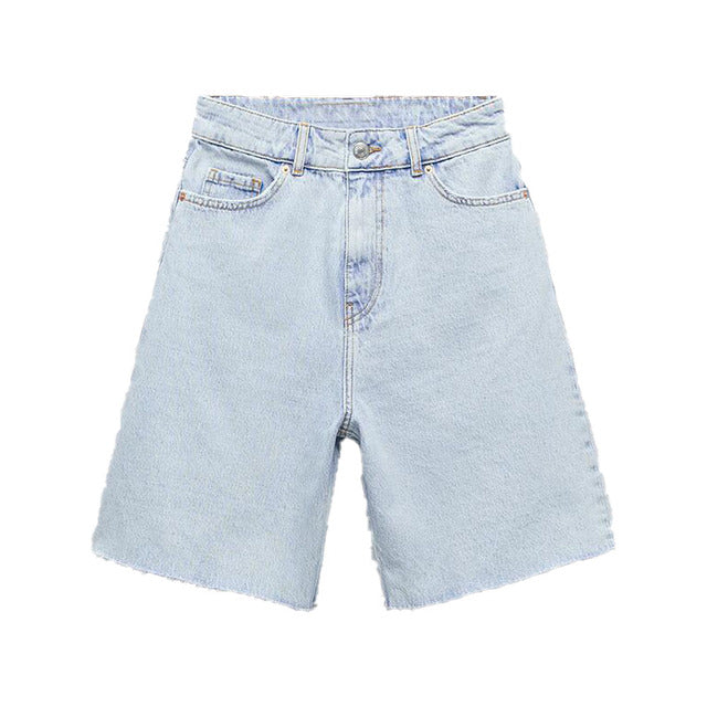 jinran summer new style women's fashion all-match high waist snow wash denim casual shorts