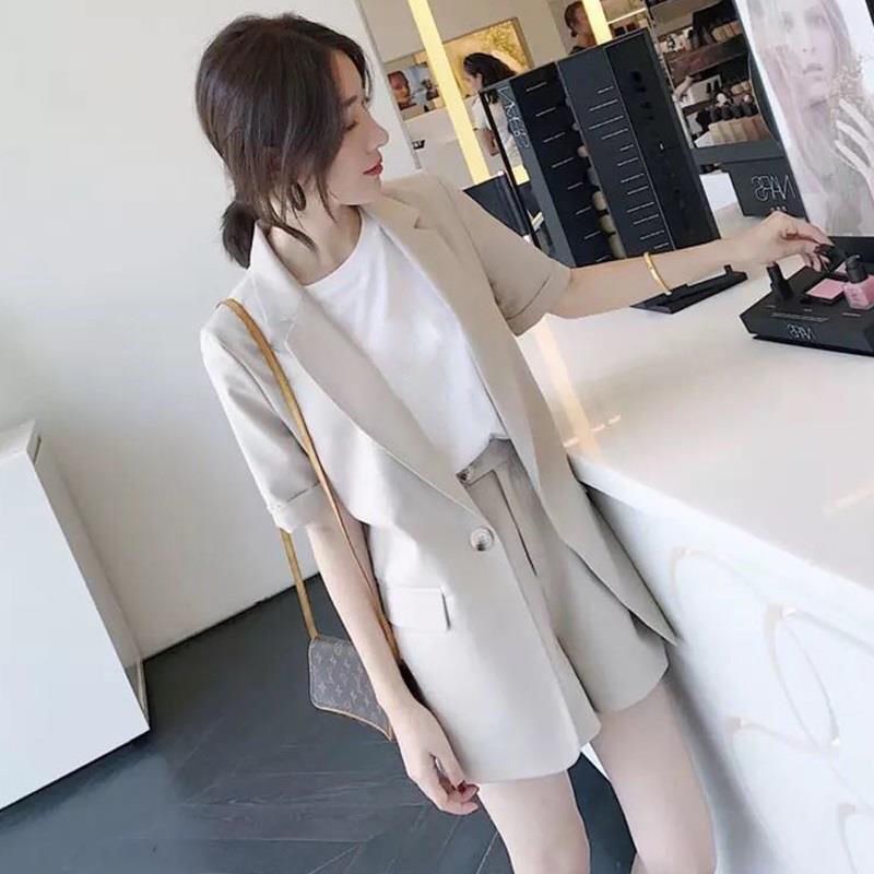jinran women's summer shorts suit sets clothing 2022 trousers and blazers tops two piece set women outfit set woman 2 pieces