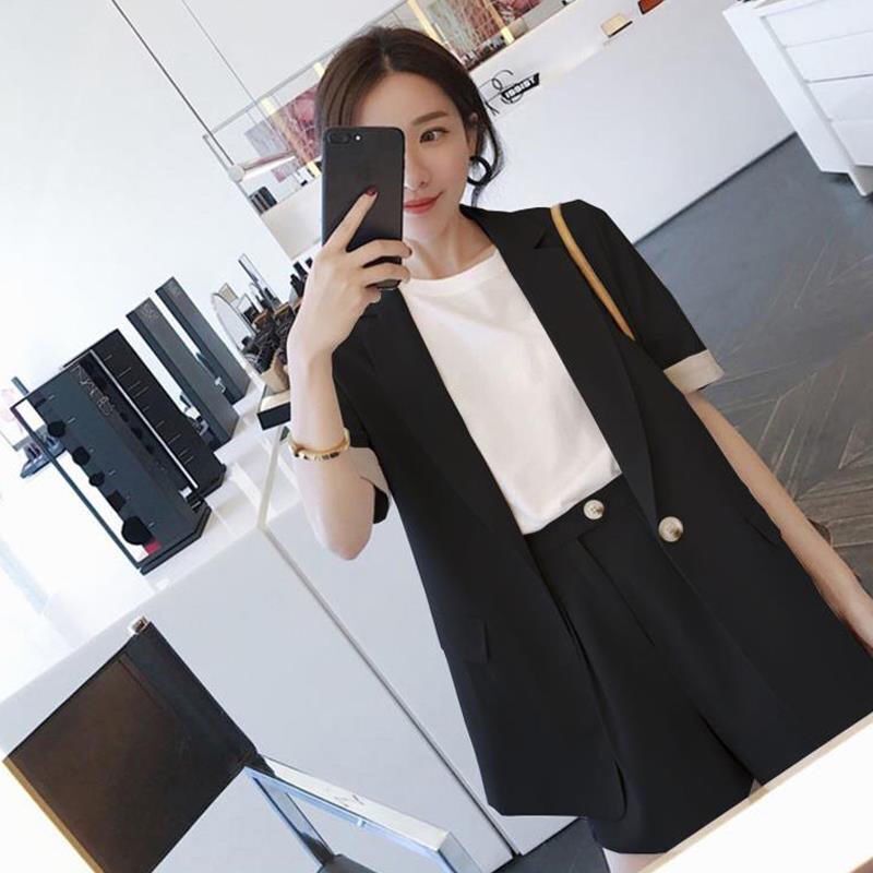 jinran women's summer shorts suit sets clothing 2022 trousers and blazers tops two piece set women outfit set woman 2 pieces