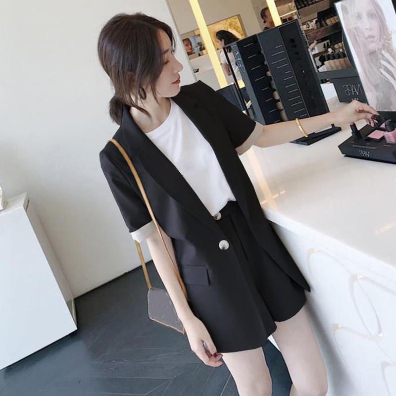 jinran women's summer shorts suit sets clothing 2022 trousers and blazers tops two piece set women outfit set woman 2 pieces