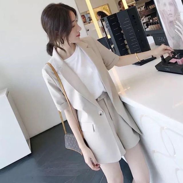 jinran women's summer shorts suit sets clothing 2022 trousers and blazers tops two piece set women outfit set woman 2 pieces