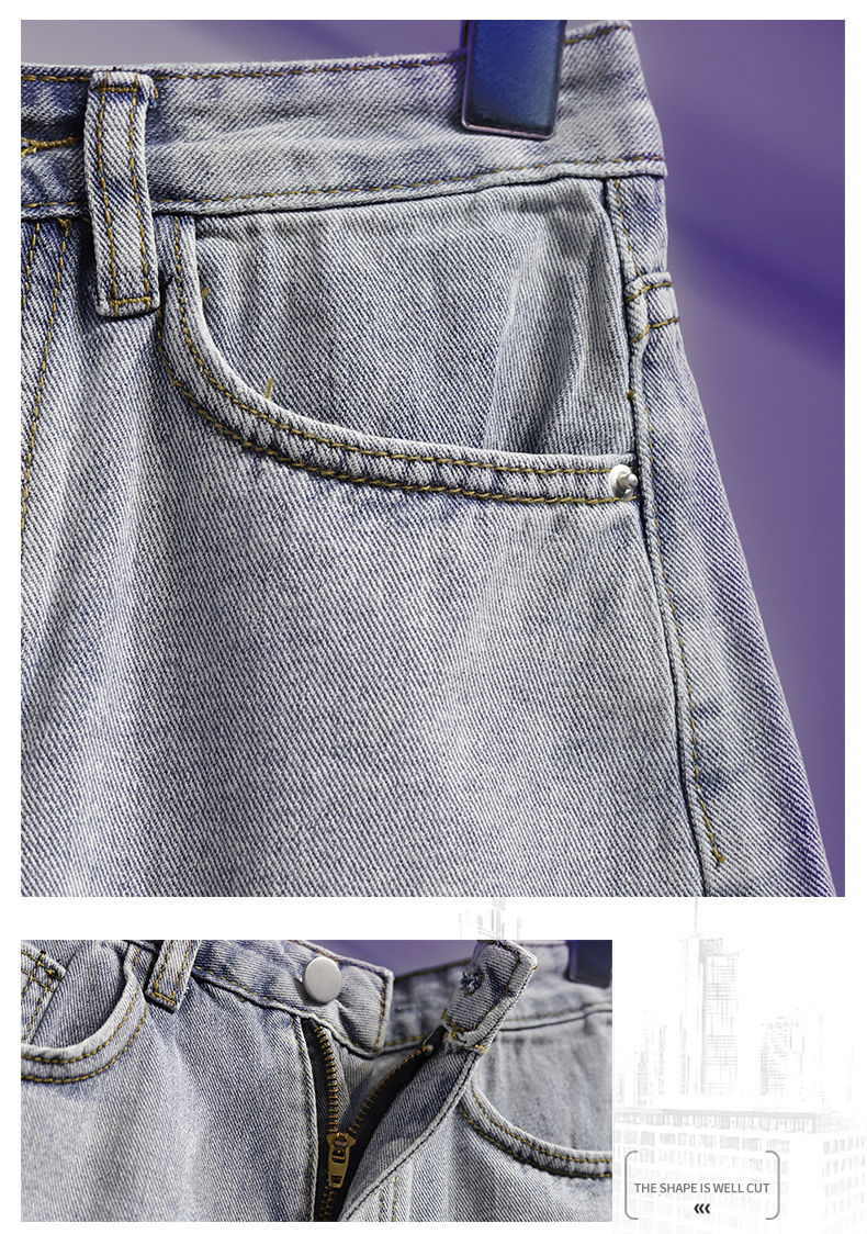 jinran Summer High Waist Fashion Korean Ripped Wide Leg Loose Hot Short Pants Casual Vintage Plus Size Women's Jean Denim Shorts Female