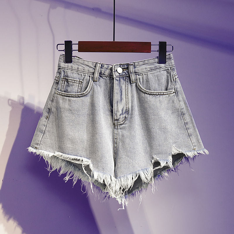 jinran Summer High Waist Fashion Korean Ripped Wide Leg Loose Hot Short Pants Casual Vintage Plus Size Women's Jean Denim Shorts Female