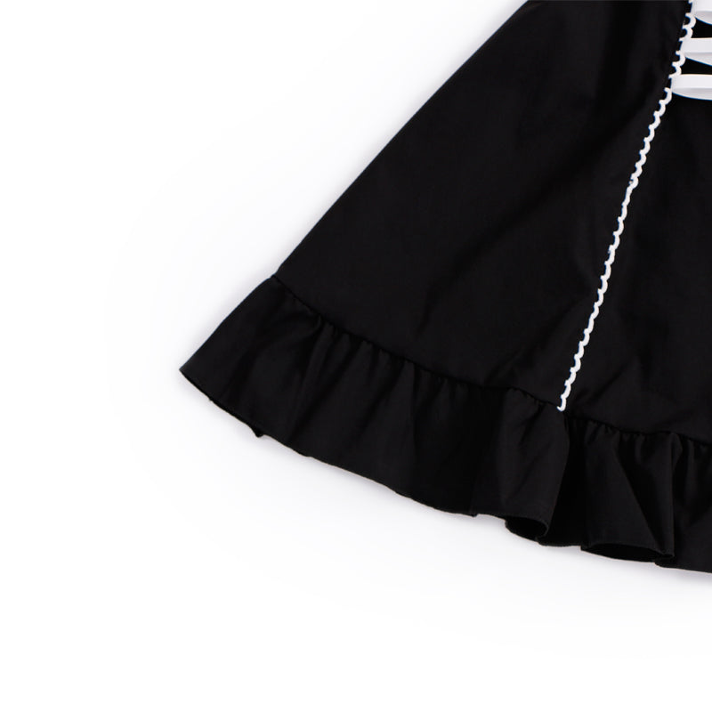 jinran Women's Maid Dress Kawaii Lolita Outfit French Milkmaid Costume Cosplay Bandage Sexy Waitress Dress Puff Sleeve Uniform