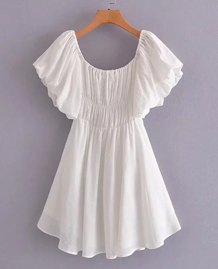 jinran Off Shoulder Lantern Sleeve Pink Summer Beach Dress Women's A-line Holiday Dropshipping Dress Mini Sundress Vestido 2022