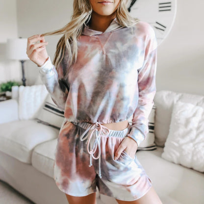 2025 spring and summer  new loungewear casual two-piece set women's summer  long-sleeved shorts home set
