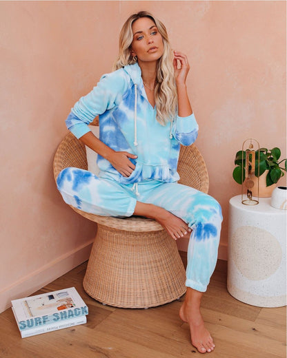 2025 spring and summer  new loungewear casual two-piece set women's summer  long-sleeved hoodie trousers set