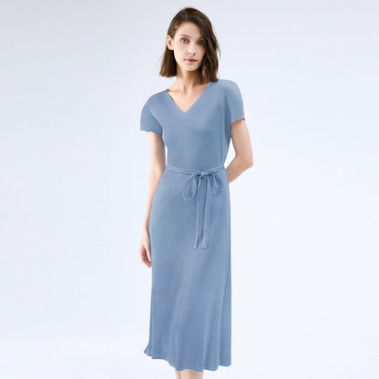 Gentle wind dress women's summer high sense 2025 summer dress new fashion women's temperament waist thin folds