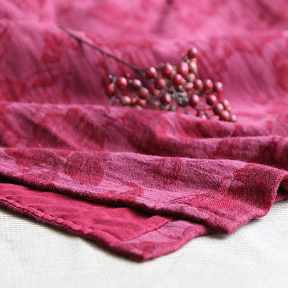 2025 Dark red jacquard disc-buckled cheongsam top women's cotton and linen Chinese Hanfu Orange Zhou Head 150101-3 Chinese style