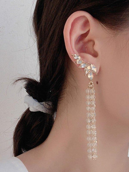jinran 2024 New Gorgeous Champagne Rhinestone Wing Earrings