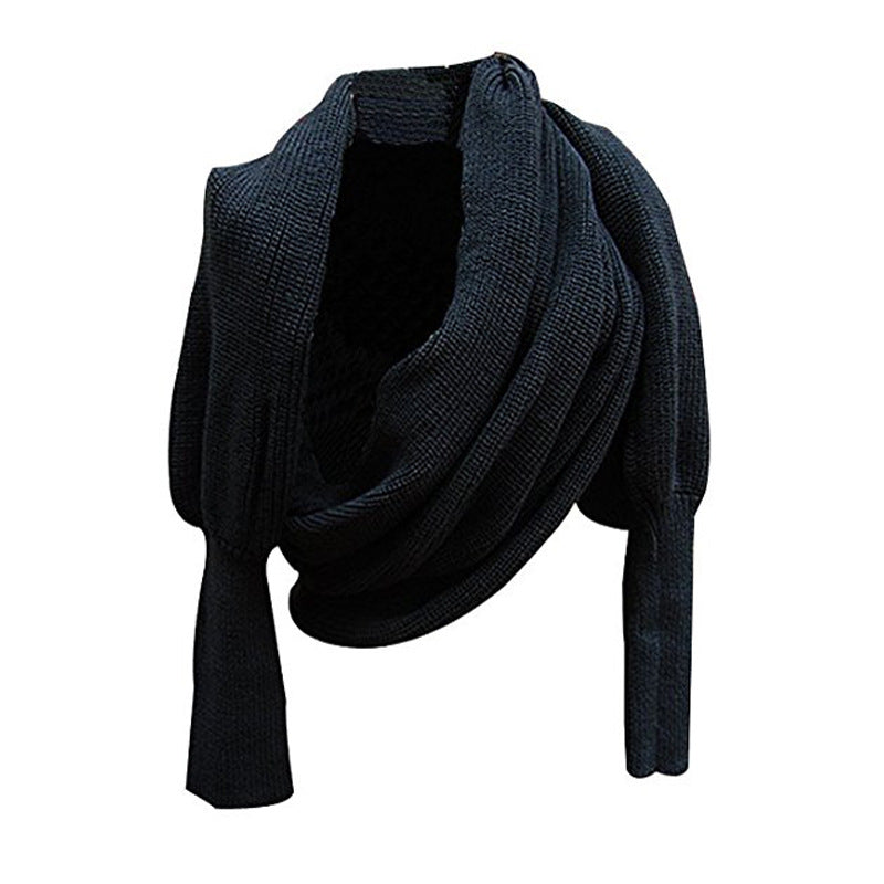 jinran 2024 fall fashion trends Fashion Knitted Scarf Women's Warm Autumn and Winter Wool Shawl Monochrome Sleeve Scarf