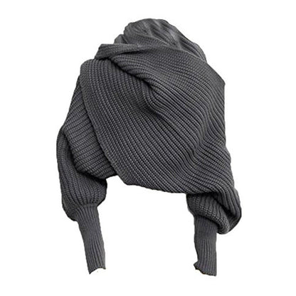 jinran 2024 fall fashion trends Fashion Knitted Scarf Women's Warm Autumn and Winter Wool Shawl Monochrome Sleeve Scarf