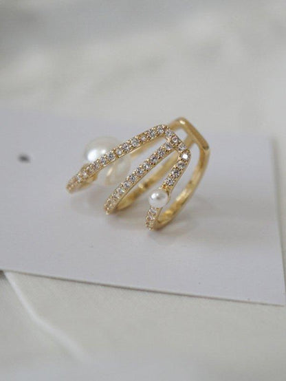 jinran 2024 New Single Multi-Layer Pearl Zircon Ear Bone Clip Earring