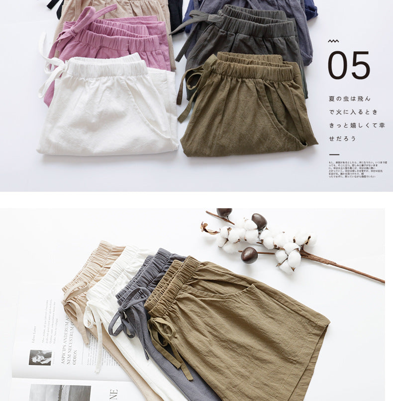 jinran Cotton Linen Shorts Woman Basic Short Pants Mini Trousers Trafic Fashion High Waist Bottom for Teen Girls Summer Plus Size