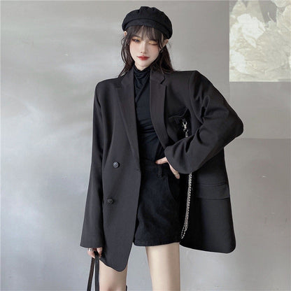 jinran Autumn Temperament Suit Jacket Women Trendy Loose Black Blazer White Tailored Coat Korean Office Lady Overwear New