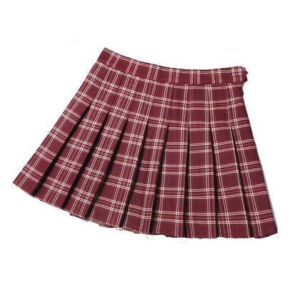 jinran Summer Women Pleated Skirts High Waist Female Mini Skirt Harajuku Preppy Style Ladies Plaid Skirts Sweet Girls Dance Mini Skirt