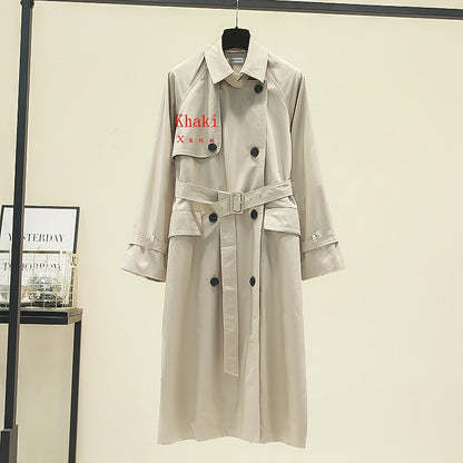 jinran Brand new Fashion 2022 Fall /Autumn Casual Double breasted Simple Classic Long Trench coat with belt Chic Female windbreaker