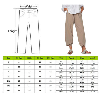 jinran Vintage Printed Harem Pants Women Trousers Casual Elastic Waist Cotton Linen Wide Leg Pants Loose Pantalon Summer Plus Size Pant