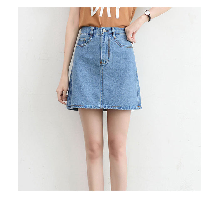 jinran Summer Denim Mini Skirt Women Korean High Waist A-Line Skirt Causal Oversized Harajuku Short Jean Skirts Minimalist