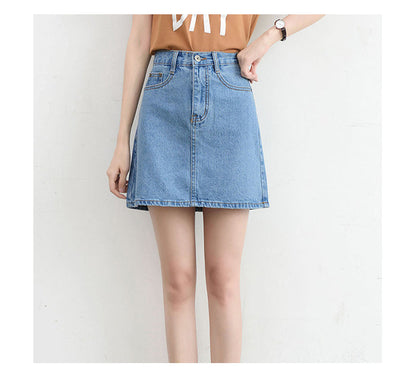 jinran Summer Denim Mini Skirt Women Korean High Waist A-Line Skirt Causal Oversized Harajuku Short Jean Skirts Minimalist