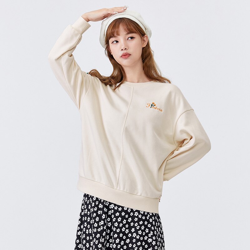 jinran Sweatshirt Women 2021 Autumn And Winter New Embroidery Inner Patterno Neck Loose Knitted Bottoming Shirt Fashion