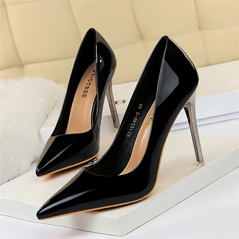 jinran 2024 Women 10.5cm High Heels Blue Green Valentine Pumps Luxury Glossy Stripper Stiletto Wedding Bridal Fetish Shoes Plus Size 43