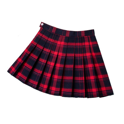 jinran Summer Women Pleated Skirts High Waist Female Mini Skirt Harajuku Preppy Style Ladies Plaid Skirts Sweet Girls Dance Mini Skirt