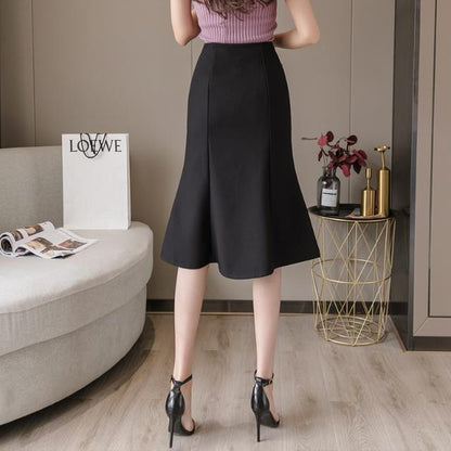 jinran 20 Utumn New Arrival Elegant Sashes Casual Fishtail Skirt Fresh and Sweet Knee Length Slim Ruffles Mermaid Bodycon Skirts Y531