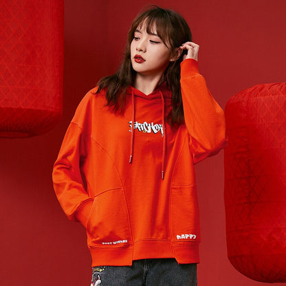 jinran Sweatshirt Women Loose Korean Style Hoodies 2021 New Year Pattern Oversize Spring Bf Lazy Wind Tops